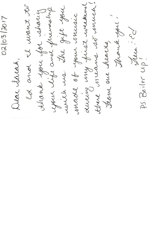 2017-02-03 Personal Correspondence Sara Siders