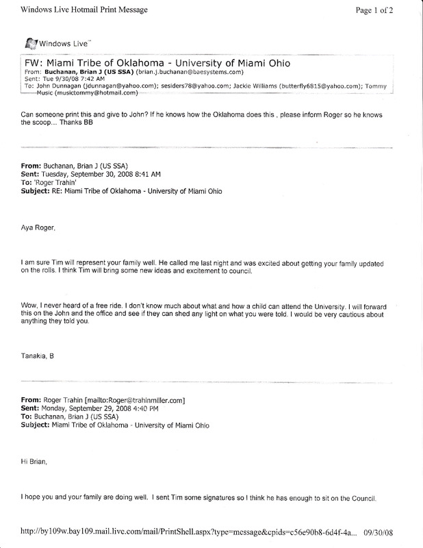 2008-09-30 Personal Correspondence Chief Brian Buchanan