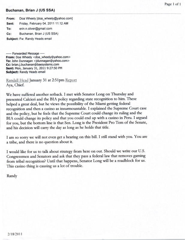 2011-01-31 Personal Correspondence Chief Brian Buchanan