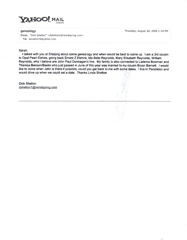 2008-08-28 Personal Correspondence Sara Siders