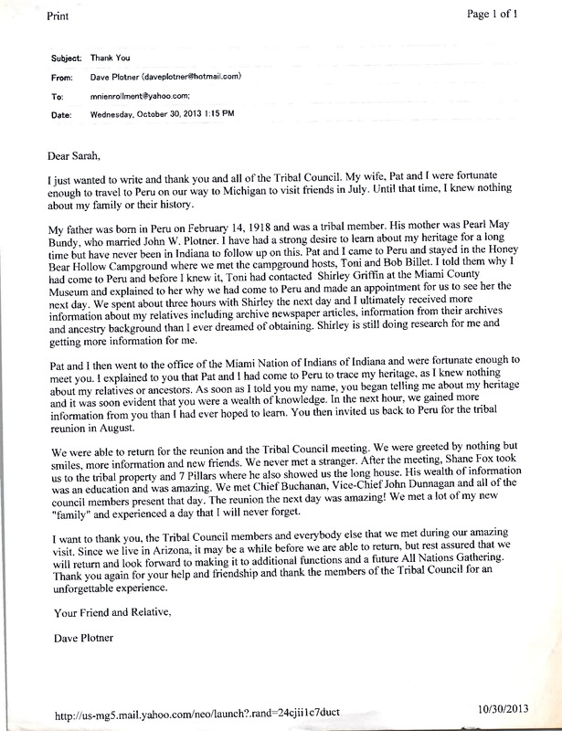 2013-10-30 Personal Correspondence Sarah Siders